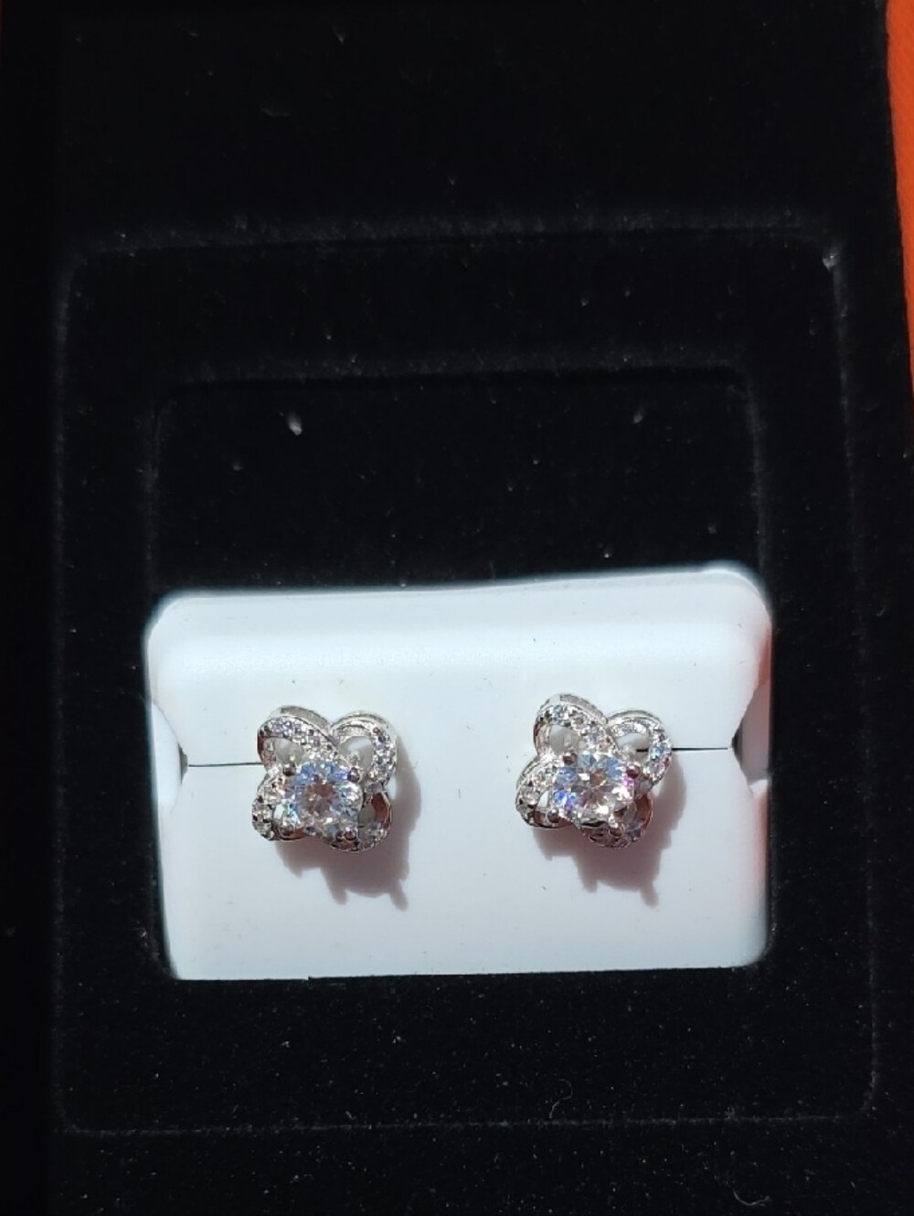 Sterling Silver Moissanite Floral Stud Earrings